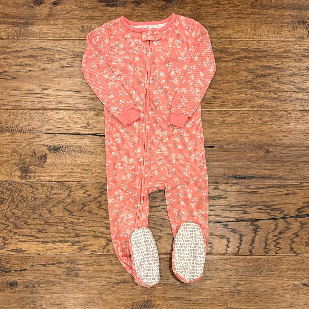 Carter's Coral Floral One Piece Footie